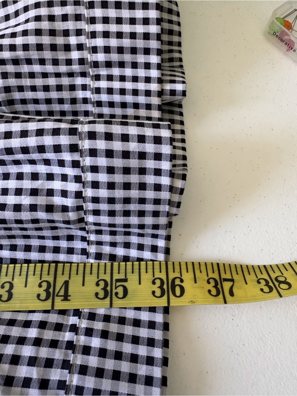 Tyler Boe Medium Black White Gingham Tier Babydoll Mini Dress Cotton Tie V Neck - Picture 12 of 12